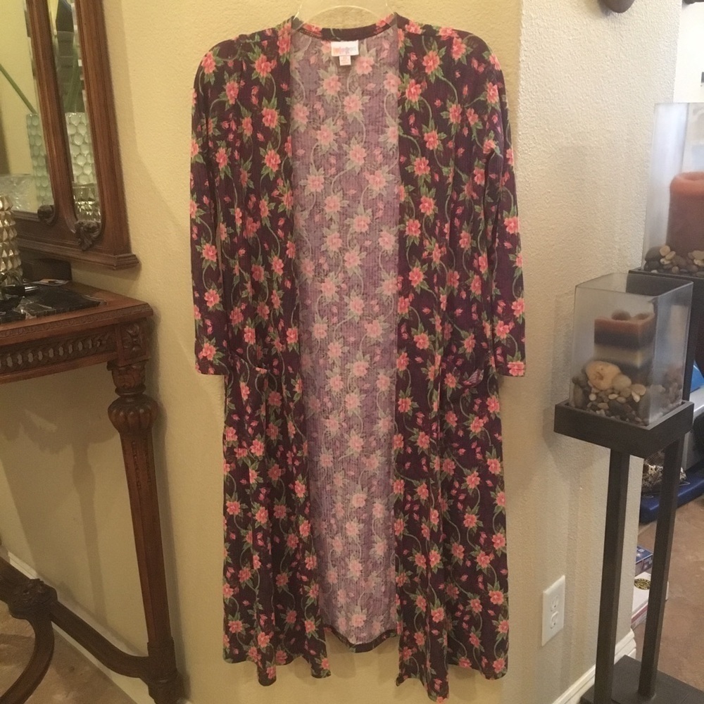 LULAROE Floral Long Cardigan Duster Size Xsmall